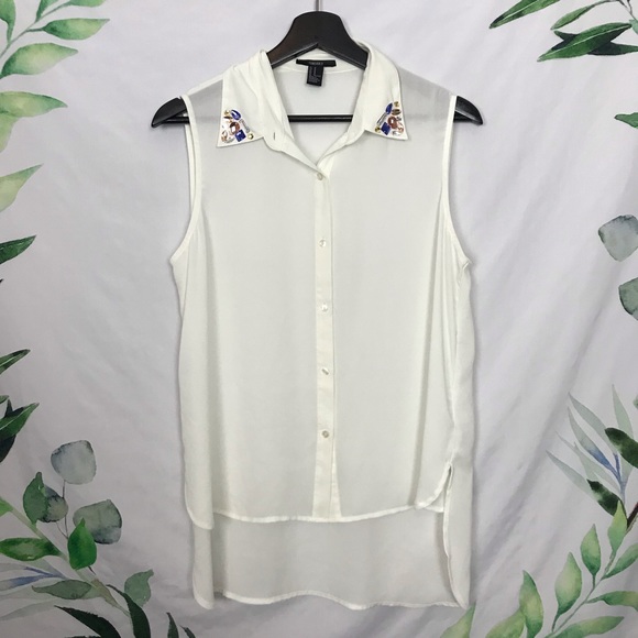 Forever 21 Tops - Forever 21 Rhinestone Collar Tank Top